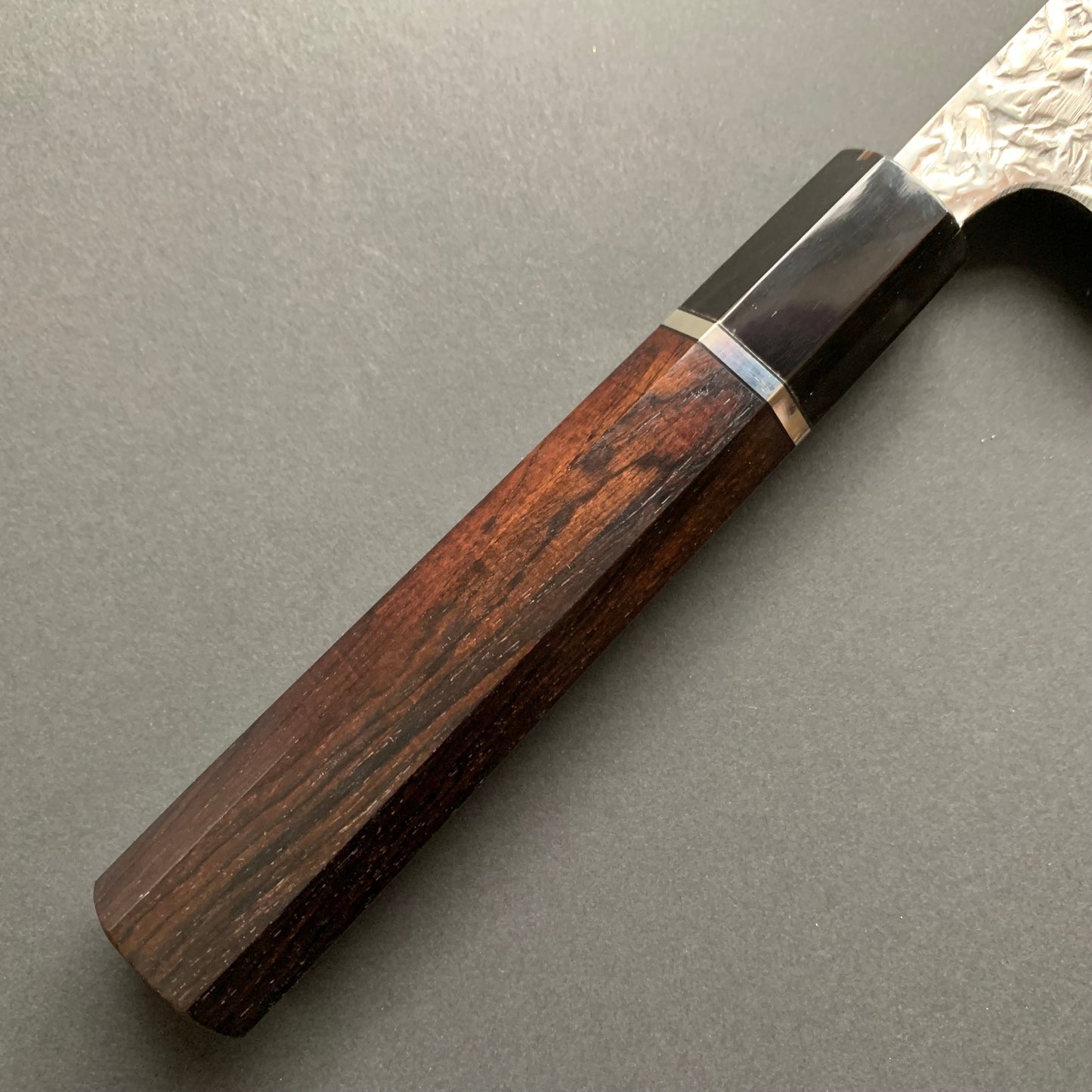Gyuto knife, ATS34 steel with stainless steel cladding, Tsuchime Migaki finish - Manaka Kisuke