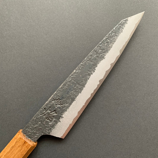 Kiritsuke Petty knife, Aogami 2 carbon steel with iron cladding, Kurouchi and Tsuchime finish, Homura series - Sakai Takayuki