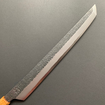 Sakimaru Yanagiba knife, Aogami 2 carbon steel with iron cladding, Kurouchi and Tsuchime finish, Homura series - Sakai Takayuki