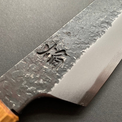 Sakimaru Yanagiba knife, Aogami 2 carbon steel with iron cladding, Kurouchi and Tsuchime finish, Homura series - Sakai Takayuki