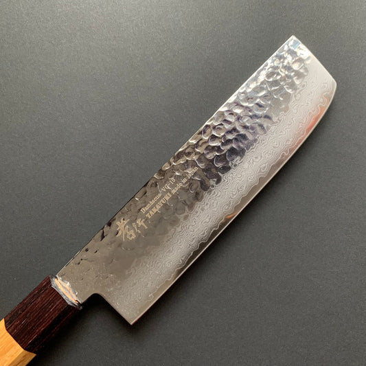 Nakiri knife, VG10 stainless steel, Damascus Tsuchime finish, Wa handle - Sakai Takayuki