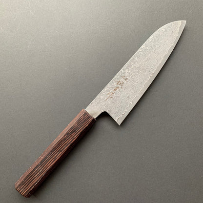 Santoku knife, SG2 powder steel, Damascus finish, mono Wenge handle - Shigeki Tanaka