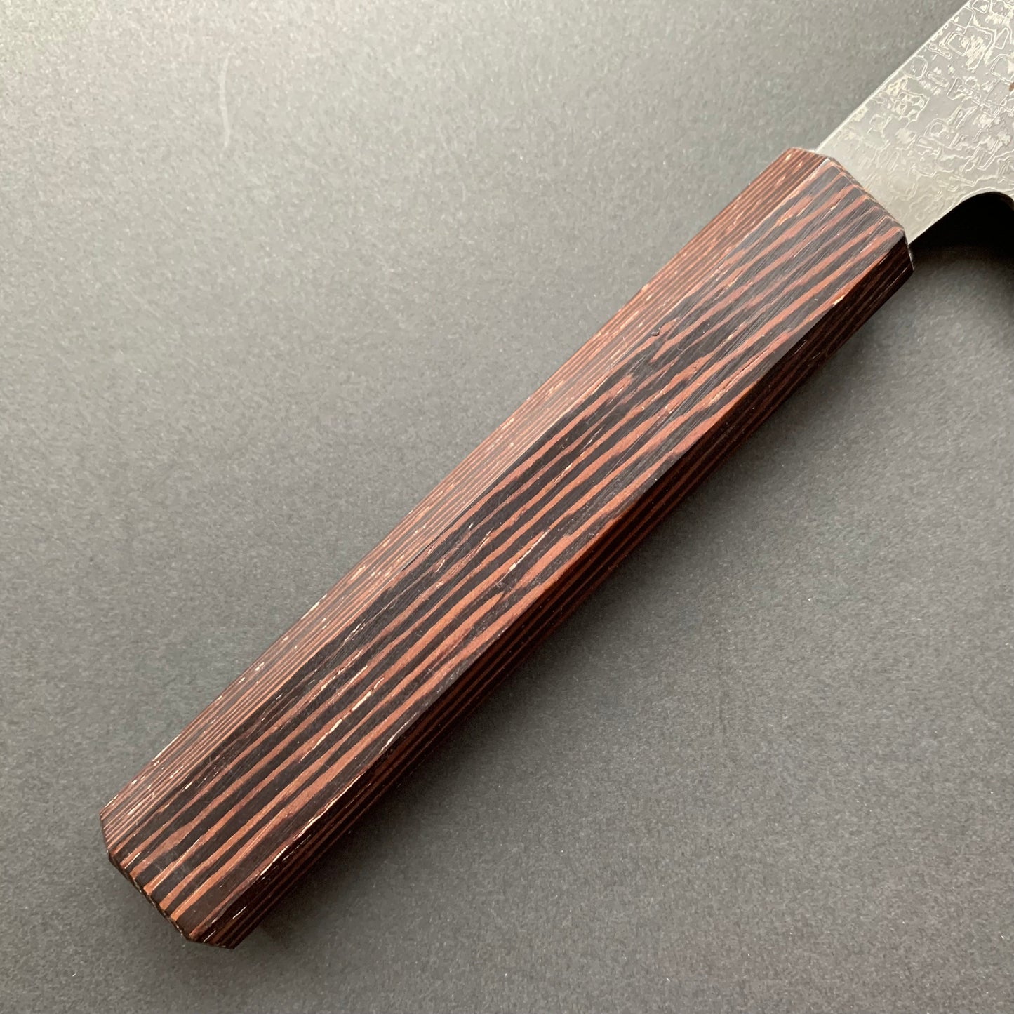 Santoku knife, SG2 powder steel, Damascus finish, mono Wenge handle - Shigeki Tanaka