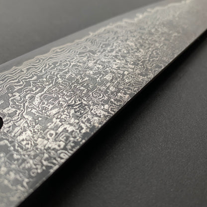 Santoku knife, SG2 powder steel, Damascus finish, mono Wenge handle - Shigeki Tanaka