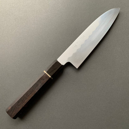 Honyaki Santoku knife, Shirogami 3 Carbon steel, mirror polish finish - Ikeda