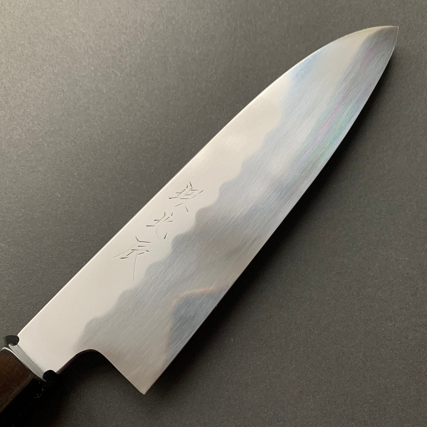 Honyaki Santoku knife, Shirogami 3 Carbon steel, mirror polish finish - Ikeda