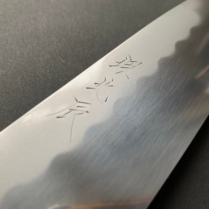 Honyaki Santoku knife, Shirogami 3 Carbon steel, mirror polish finish - Ikeda