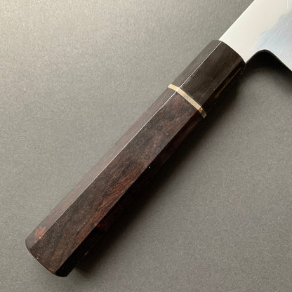 Honyaki Santoku knife, Shirogami 3 Carbon steel, mirror polish finish - Ikeda