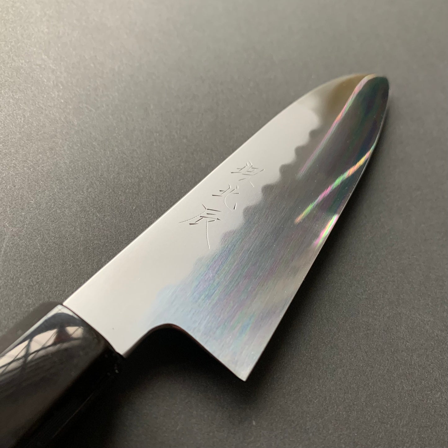 Honyaki Santoku knife, Shirogami 3 Carbon steel, mirror polish finish - Ikeda