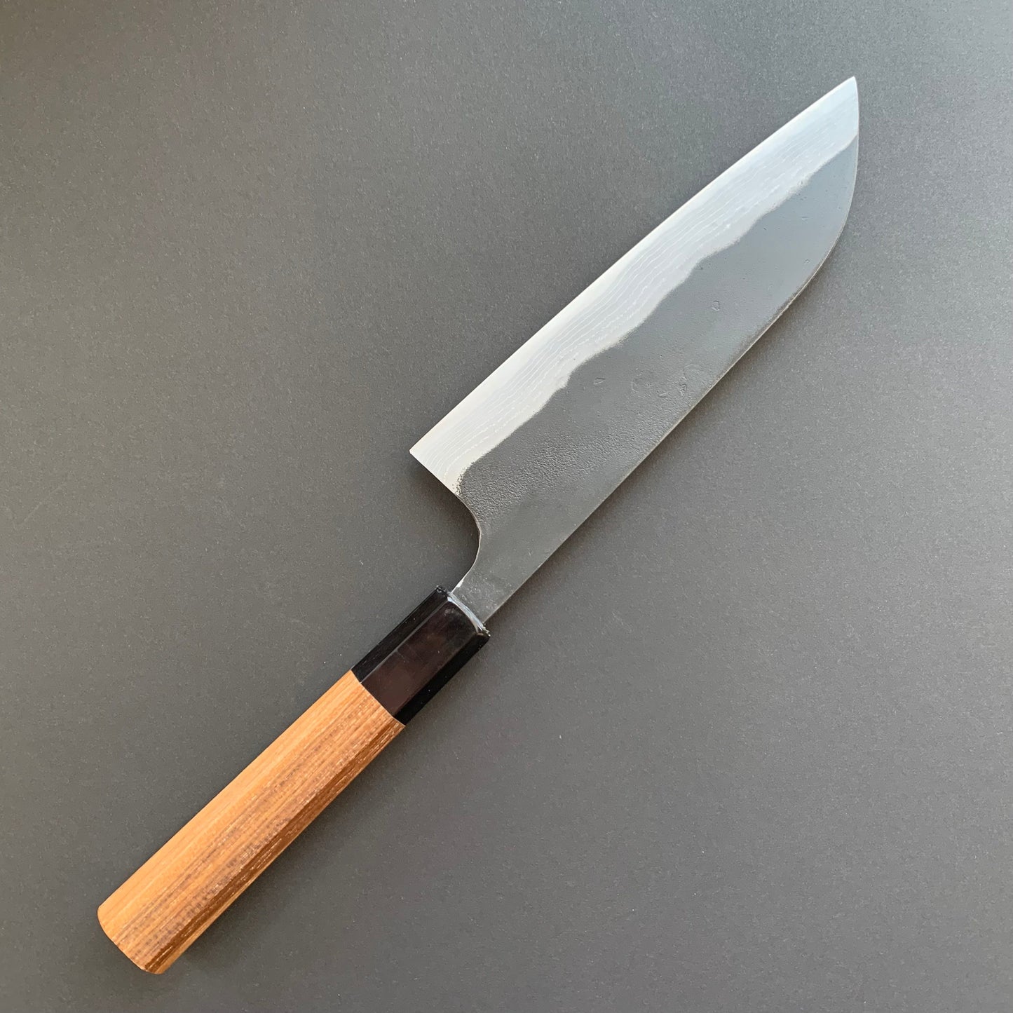 Santoku knife, Aogami 2 with iron cladding, Damascus finish - Kajibee
