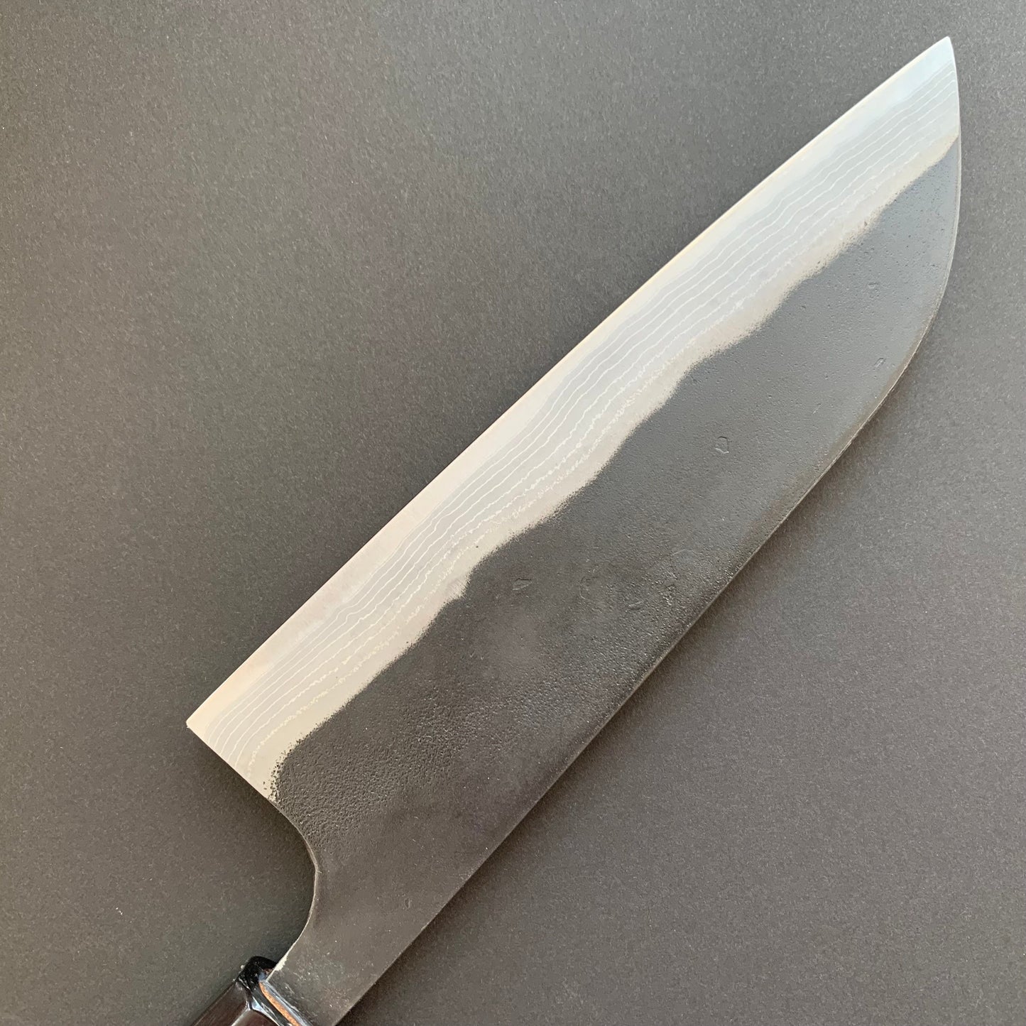 Santoku knife, Aogami 2 with iron cladding, Damascus finish - Kajibee
