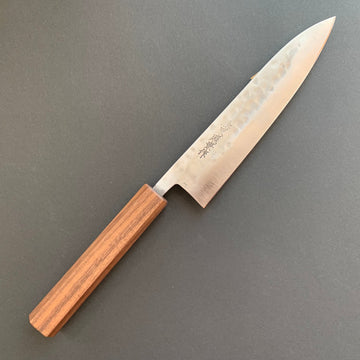 Petty knife, Shirogami 1 with stainless steel cladding, nashiji finish, Maboroshi range, wa handle - Fujiwara