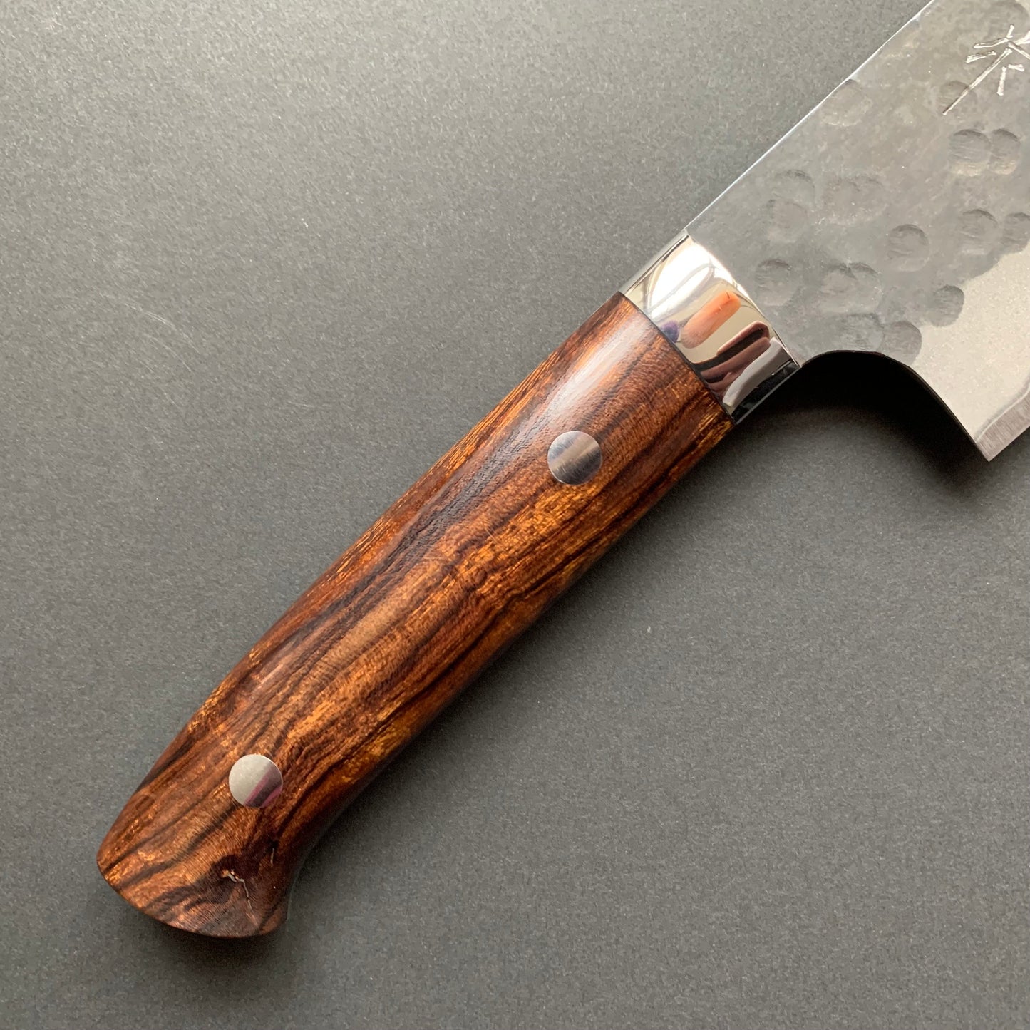 Nakiri knife, Aogami Super carbon steel, Kurouchi and Tsuchime finish - Saji