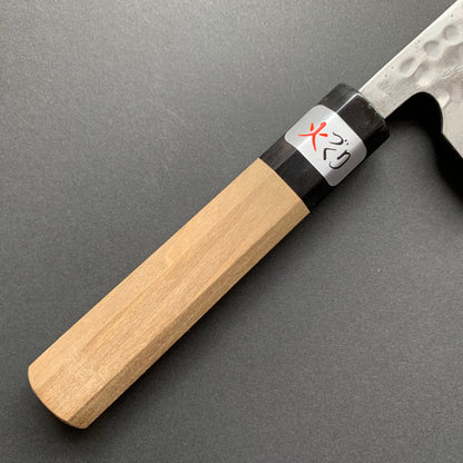Nakiri knife, Shirogami 1 with stainless steel cladding, nashiji finish, Maboroshi range, wa handle - Fujiwara