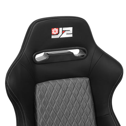 Pair of Microfiber Suede Style Fabric Reclinable Racing Seats