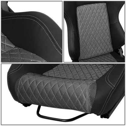 Pair of Microfiber Suede Style Fabric Reclinable Racing Seats