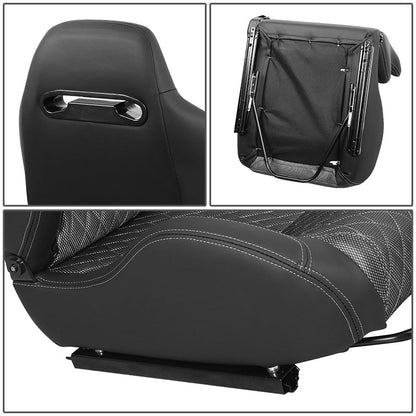 Pair of Microfiber Suede Style Fabric Reclinable Racing Seats