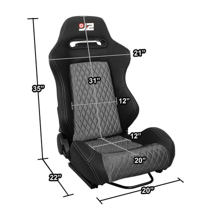 Pair of Microfiber Suede Style Fabric Reclinable Racing Seats