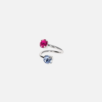 Justine Clenquet Bless Ring - Palladium / Denim Blue / Fuchsia