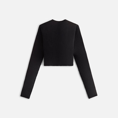 Kith Women Sydney Cropped Plush Rib Cardigan - Black