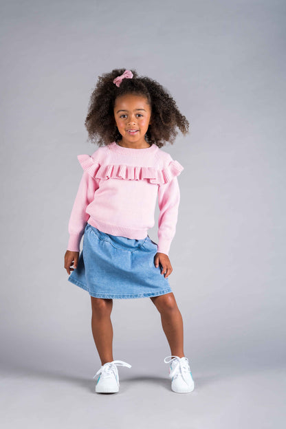 LIGHT PINK FRILL KNIT JUMPER