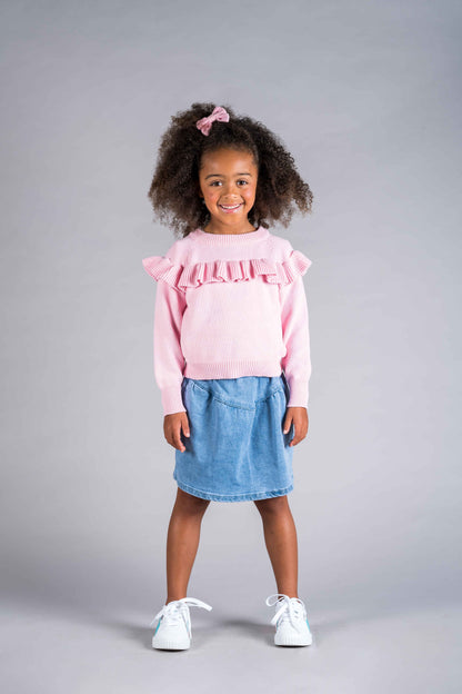 LIGHT PINK FRILL KNIT JUMPER