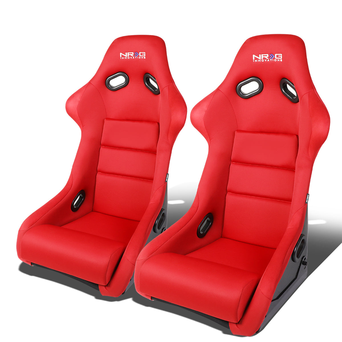Pair Red Fiberglass Woven Fixed Back Bucket Racing Seats - FRP-300RD-X2