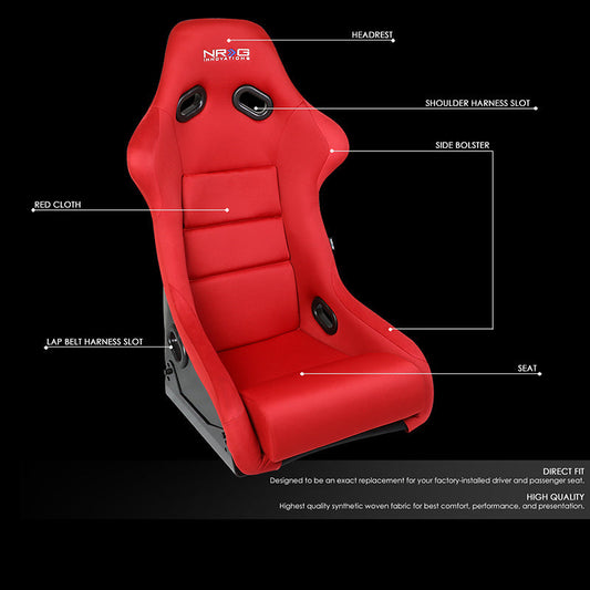 Red Fiberglass Fixed Back Bucket Racing Seat - FRP-300RD