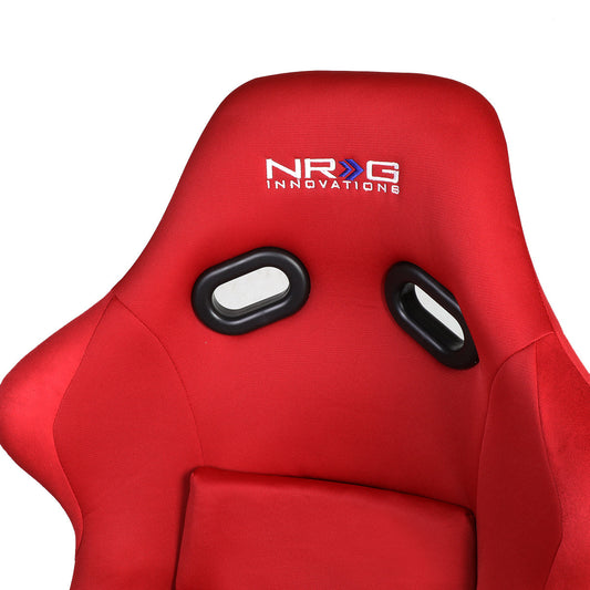 Pair Red Fiberglass Woven Fixed Back Bucket Racing Seats - FRP-300RD-X2