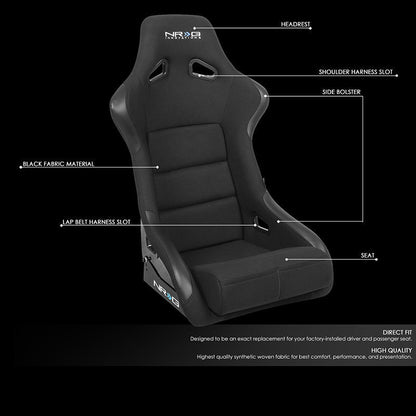 Large Size Fiberglass Fixed Back Bucket Racing Seat - FRP-301