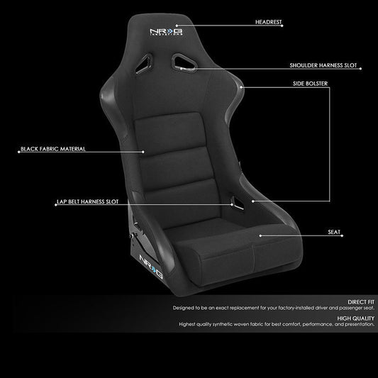 Pair Black Fiber Glass Bucket Racing Seats - FRP-301-X2