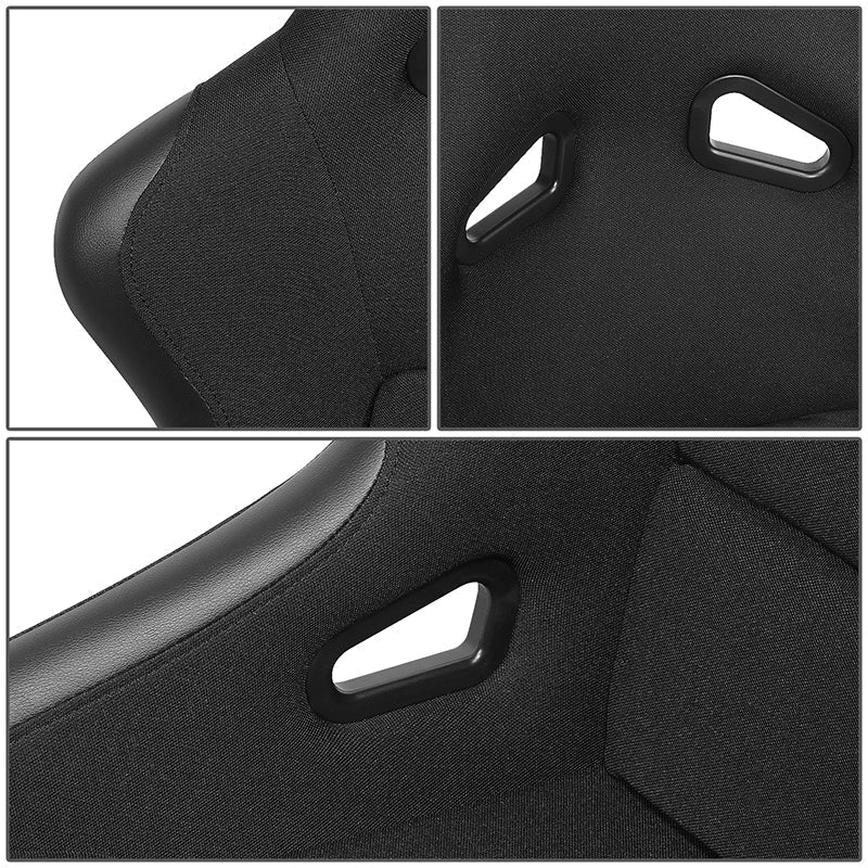 Pair Black Fiber Glass Bucket Racing Seats - FRP-301-X2