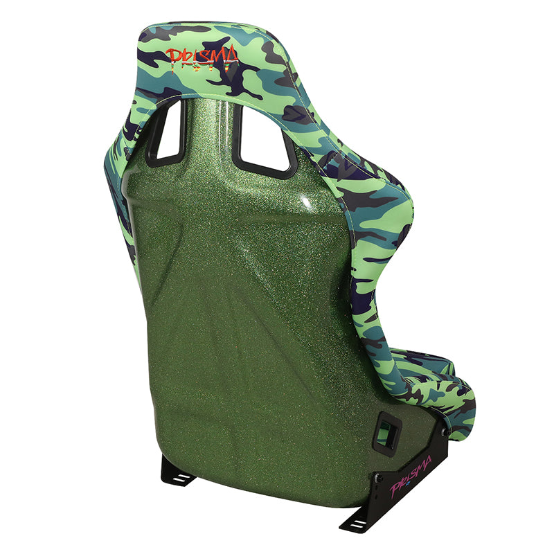 Green Camo Vegan Satin Racing Seats w/Mount Bracket - FRP-302-GIJ