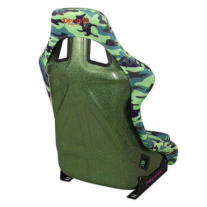 Green Camo Vegan Satin Racing Seats w/Mount Bracket - FRP-302-GIJ