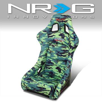 Green Camo Vegan Satin Racing Seats w/Mount Bracket - FRP-302-GIJ