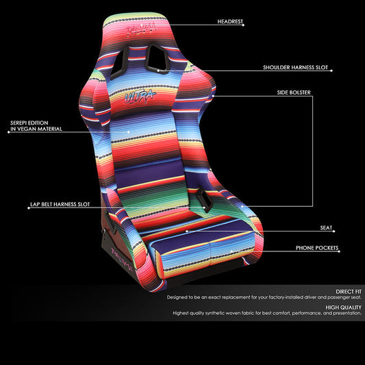 Vegan Micro Fiber Racing Seat w/Mount Bracket - FRP-302-MEXICALI