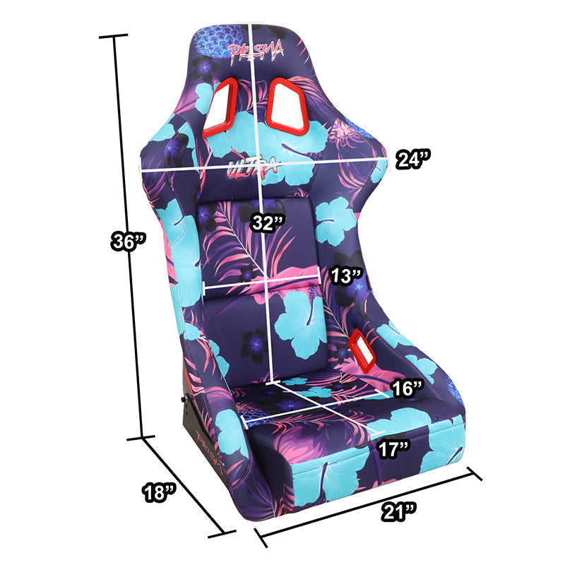 Vegan Satin Fixed Back Racing Bucket Seat - FRP-302-PINA