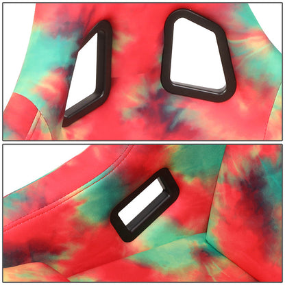 Tie Dye Fiberglass Vegan Satin Bucket Racing Seat - FRP-302-TIEDYE