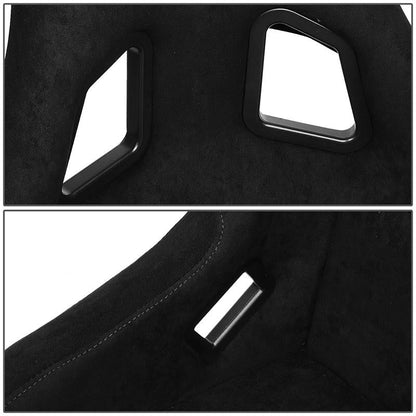 Large Size Black Alcantara Bucket Racing Seats - FRP-302BK-ULTRA