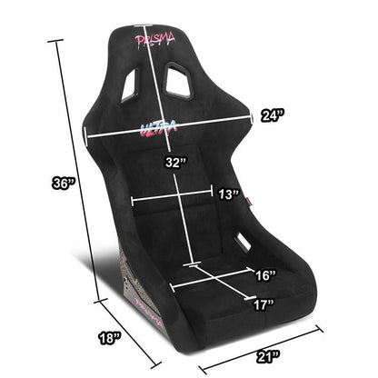 Large Size Black Alcantara Bucket Racing Seats - FRP-302BK-ULTRA