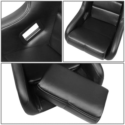 Prisma Vegan Vinyl Large Fixed Back Bucket Racing Seat - FRP-302BK-V