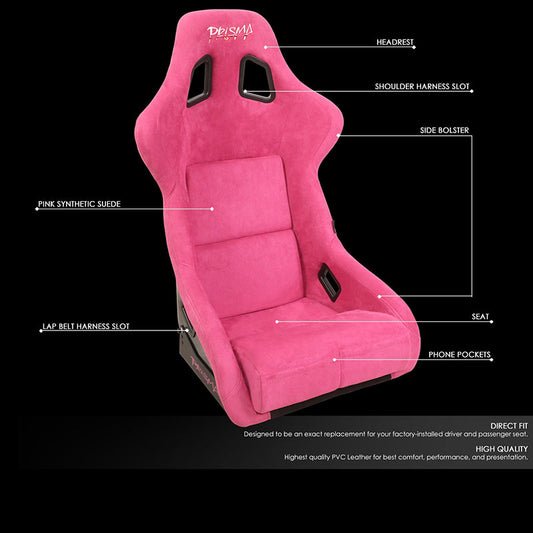 Vegan Micro Fiber Fixed Back Racing Bucket Seat - FRP-302FH-PRISMA