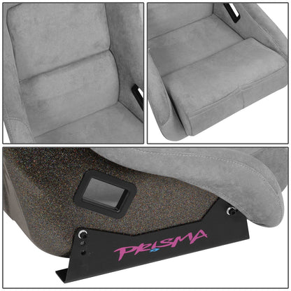 Large Size Grey Alcantara Bucket Racing Seats - FRP-302GY-ULTRA