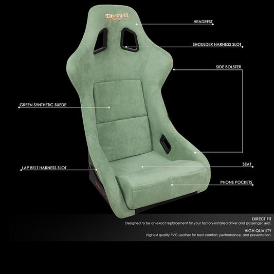 Vegan Micro Fiber Fixed Back Racing Bucket Seat - FRP-302OL-PRISMA