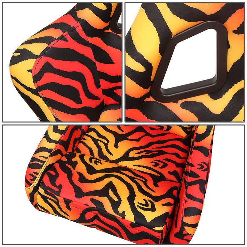 Tiger Orange Vegan Satin Racing Seats w/Mount Bracket - FRP-302TIGRE-SAVAGE