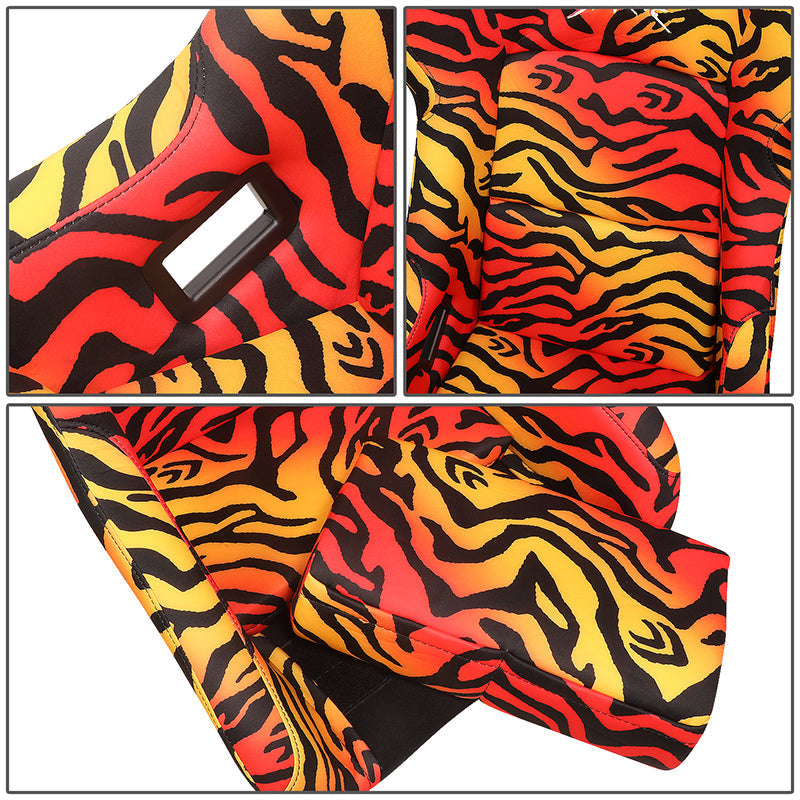 Tiger Orange Vegan Satin Racing Seats w/Mount Bracket - FRP-302TIGRE-SAVAGE