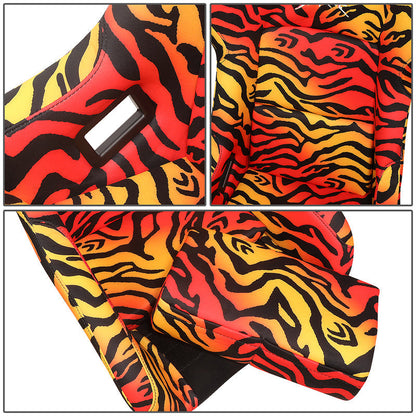 Tiger Orange Vegan Satin Racing Seats w/Mount Bracket - FRP-302TIGRE-SAVAGE