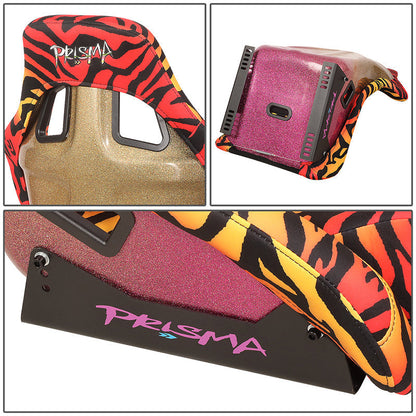 Tiger Orange Vegan Satin Racing Seats w/Mount Bracket - FRP-302TIGRE-SAVAGE