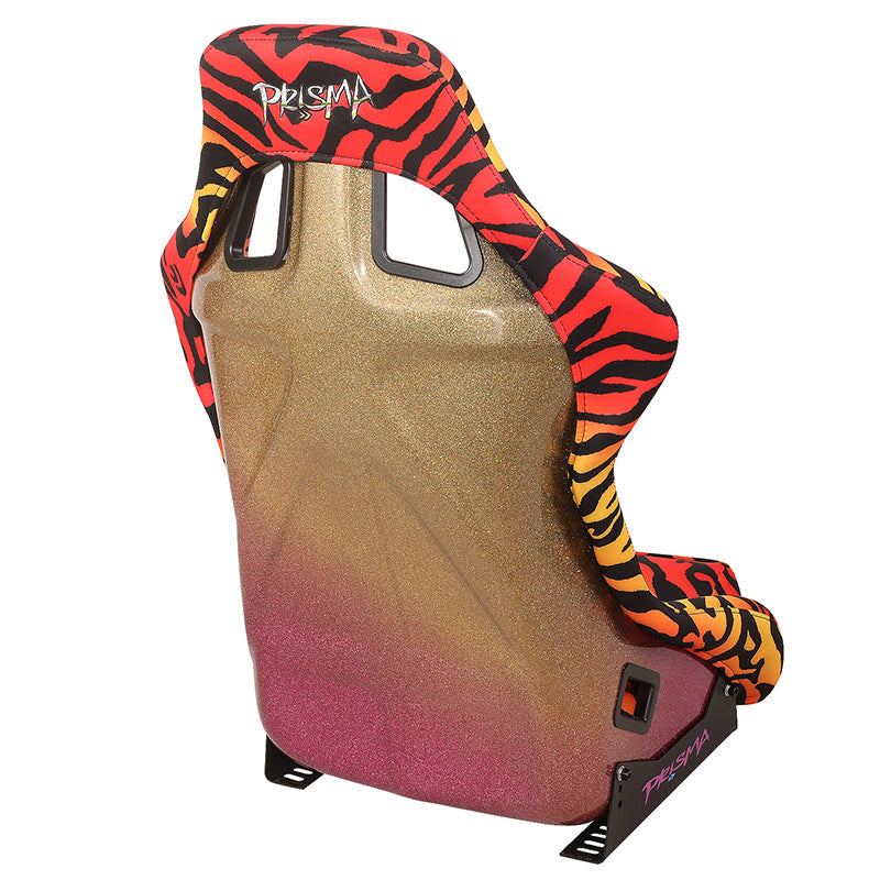 Tiger Orange Vegan Satin Racing Seats w/Mount Bracket - FRP-302TIGRE-SAVAGE