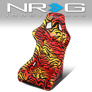Tiger Orange Vegan Satin Racing Seats w/Mount Bracket - FRP-302TIGRE-SAVAGE